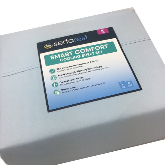 Sertarest Smart Comfort Cooling Sheet Set-King, Light Blue NEW - Picture 1 of 14
